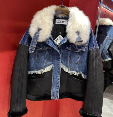 loewe fur paneled denim jacket