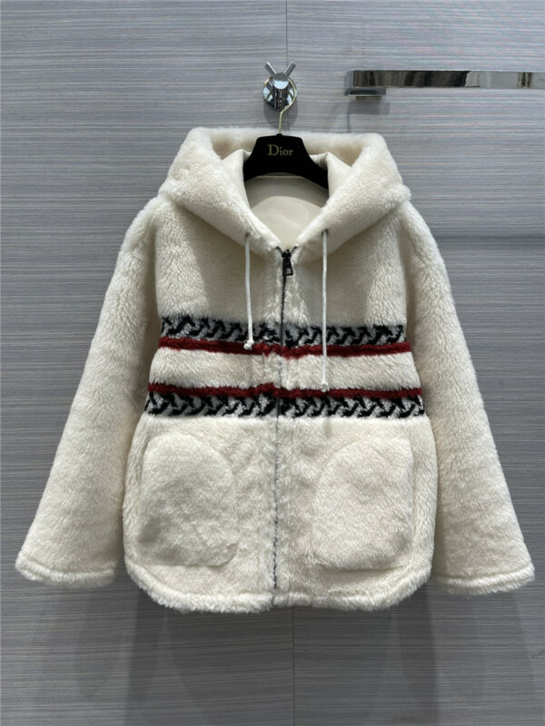 dior teddy lamb wool hooded coat
