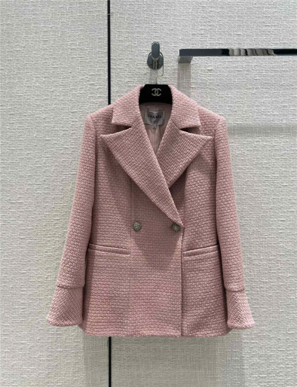 chanel tweed pink coat