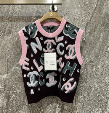 chanel logo embroidery vest top