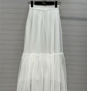 dior white pleated long skirt