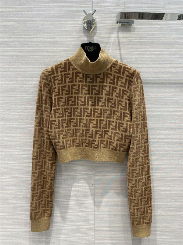 fendi brown FF cropped knitted top