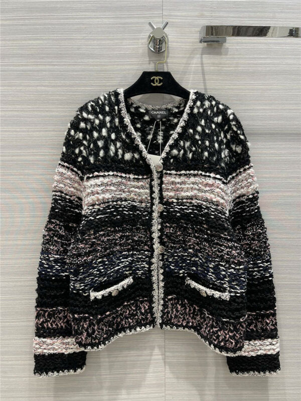 chanel handmade chain link knit coat