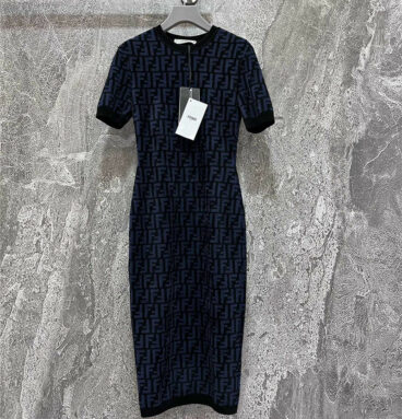 fendi blue FF classic print dress