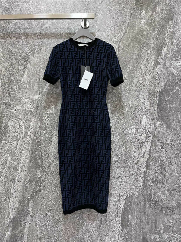 fendi blue FF classic print dress