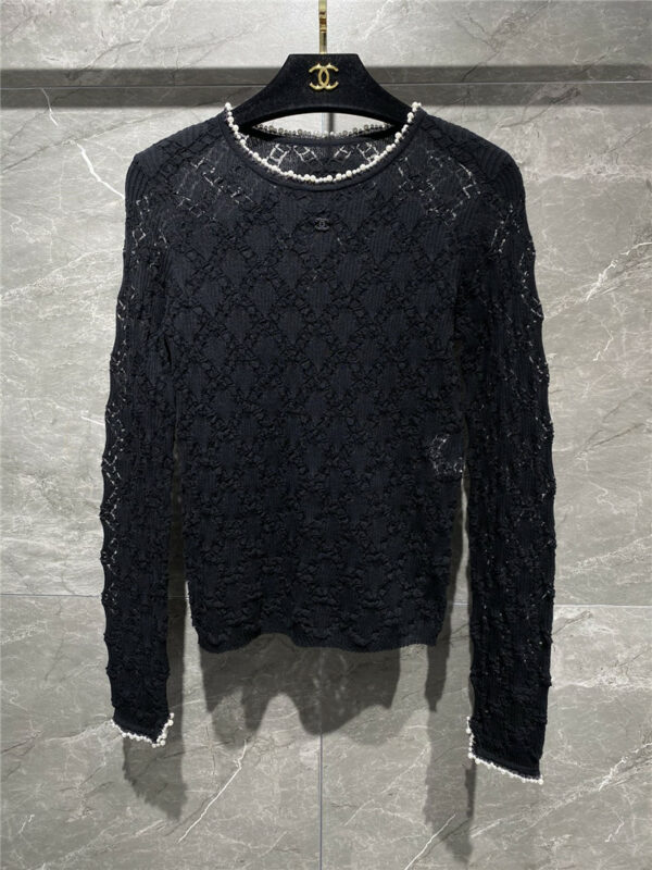 chanel pearl knit top