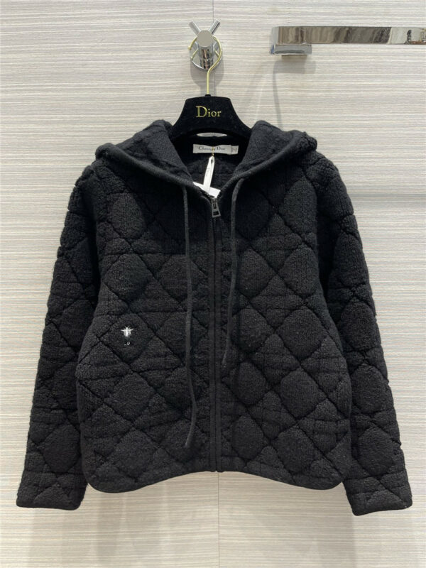 dior cashmere wool hooded zip coat
