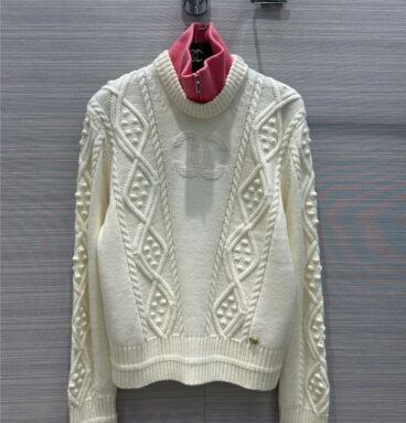chanel coco neige zipped wool sweater
