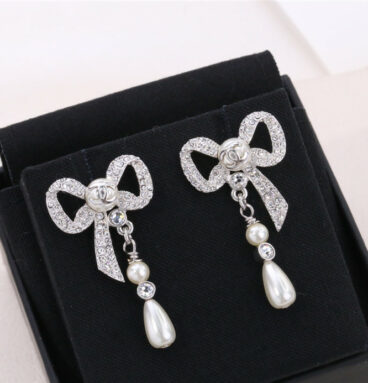 chanel ribbon bow earrings
