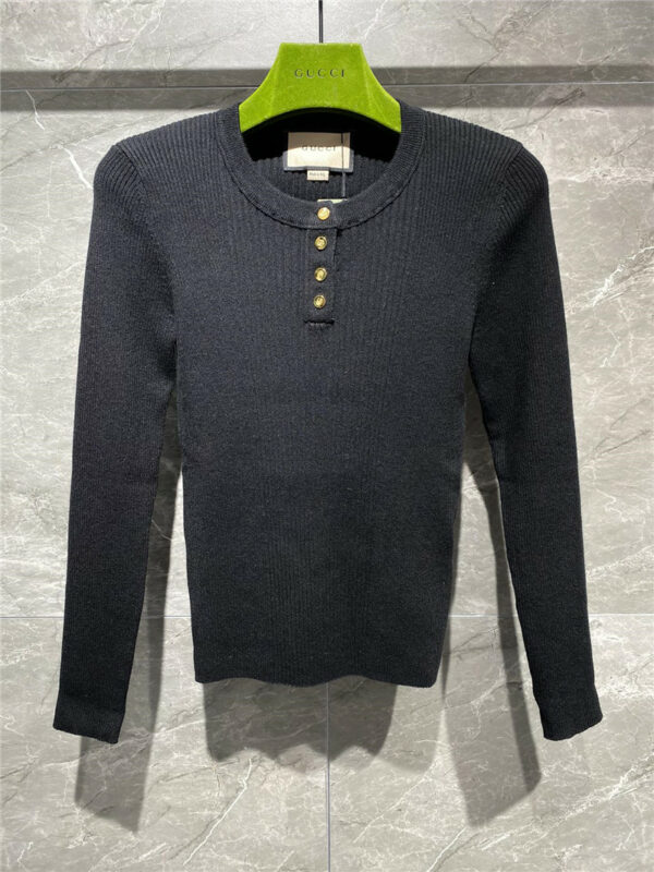 gucci gold button GG knitted top