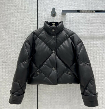 chanel short leather down jacket