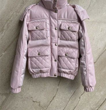chanel pink leather down jacket