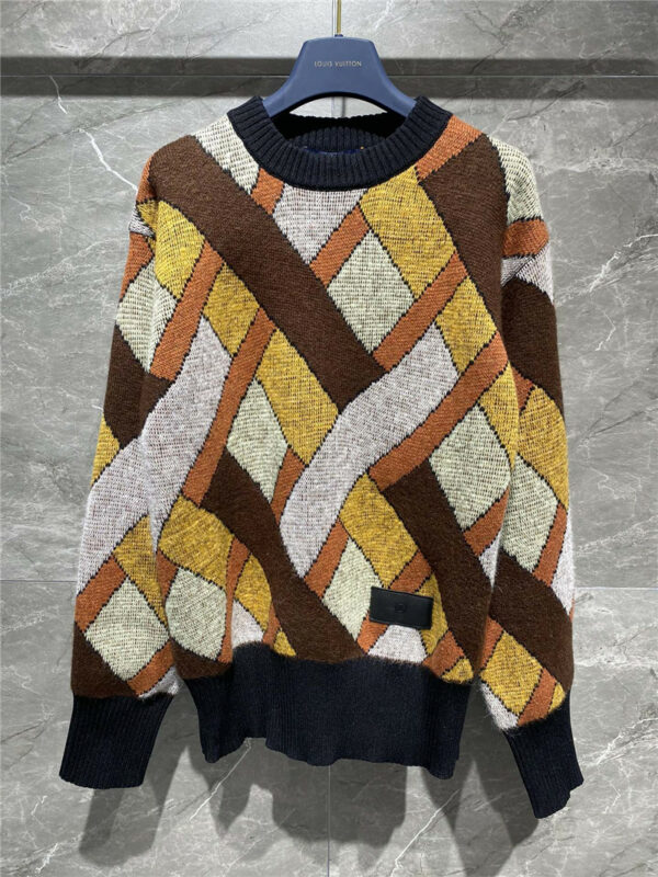 louis vuitton lv geometric jacquard sweater