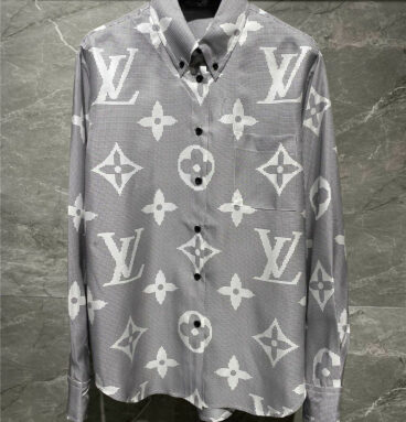 louis vuitton lv classic logo pattern silk shirt