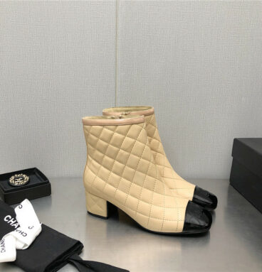 chanel classic pearl chunky ankle boots