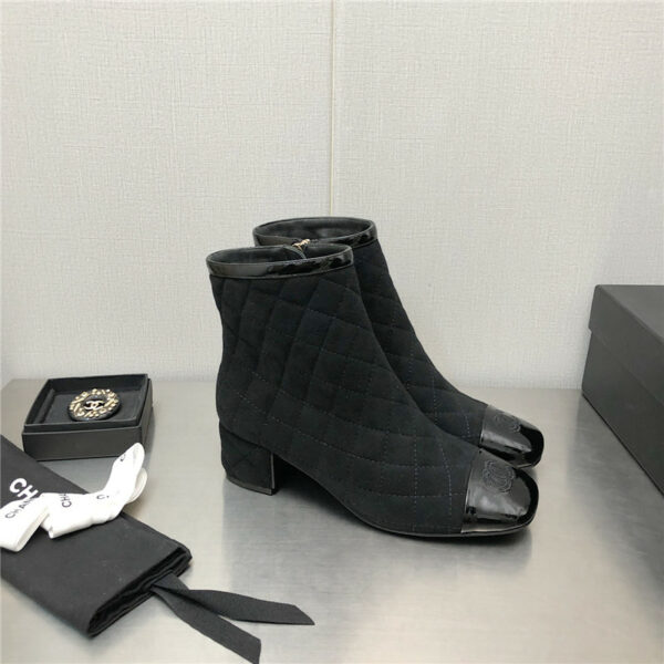 chanel classic pearl chunky ankle boots