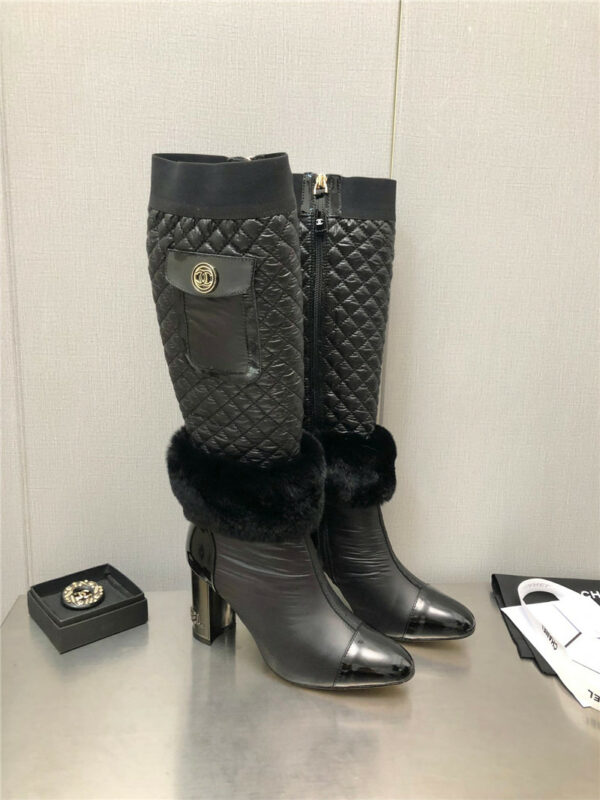 chanel colorblock classic embroidered long boots