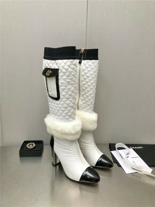 chanel colorblock classic embroidered long boots
