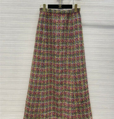 chanel checked tweed maxi skirt