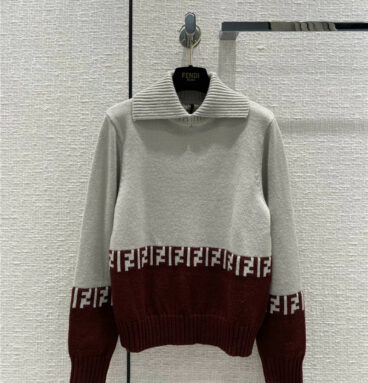 fendi FF colorblock knitted lapel sweater