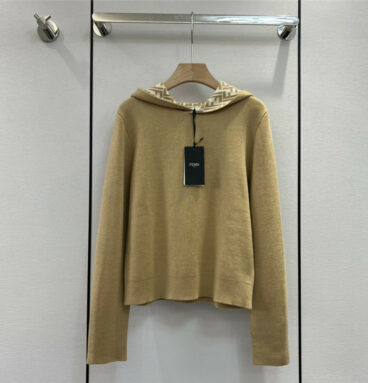 fendi letters long sleeve hooded knitted sweater