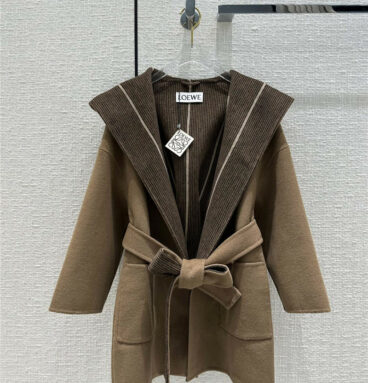 loewe cropped hooded wool coat