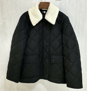 burberry pure white fur collar cotton coat