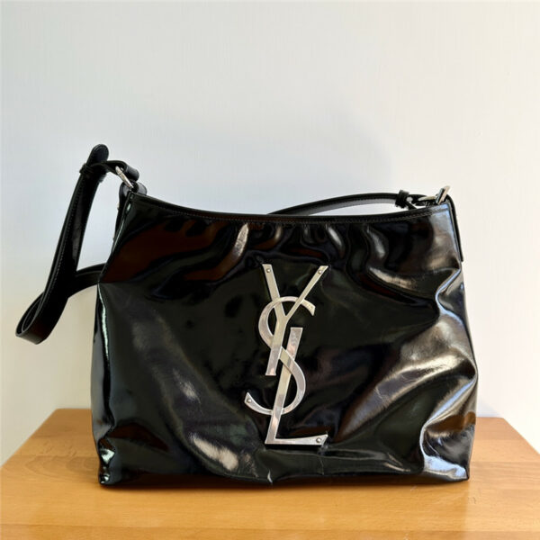 ysl logo shoulder leather bag