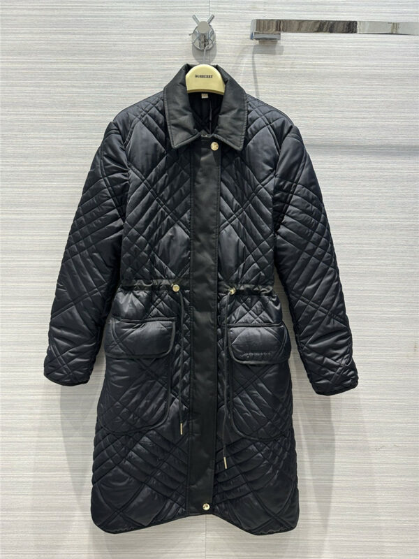 burberry diamond quilted padded long jacket