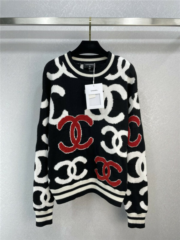chanel logo wool sweater