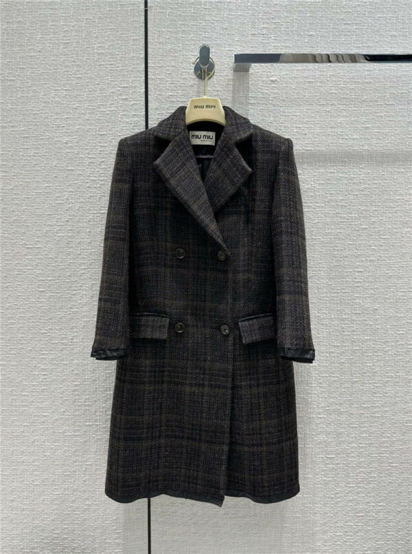 miumiu dark check long coat