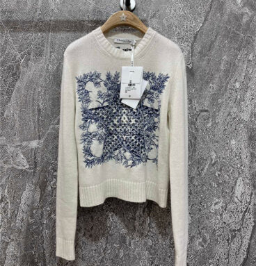 Dior Blue Lucky Star Embroidered Sweater