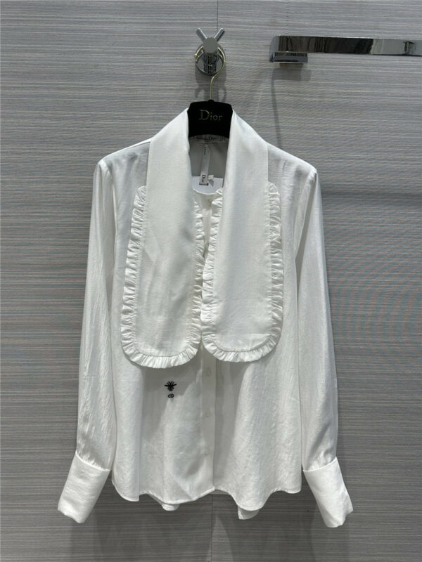 dior lace bow tie shirt