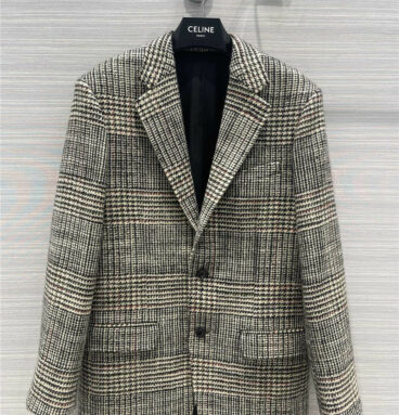 celine wool check houndstooth suit
