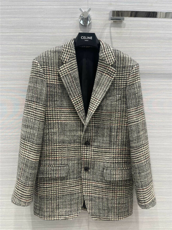 celine wool check houndstooth suit