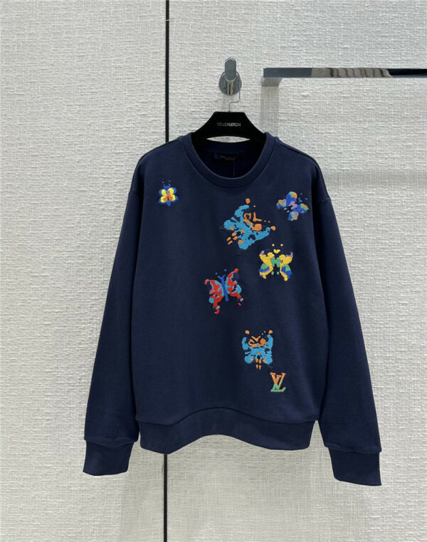 louis vuitton lv butterfly embroidery sweater