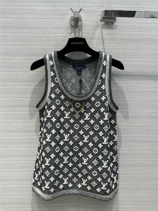 louis vuitton lv black and grey danny knitted vest top
