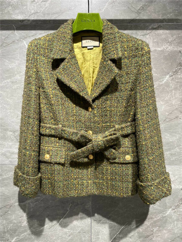 gucci green tweed coat