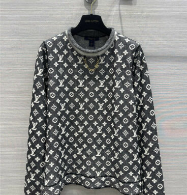 louis vuitton lv monogram knitted long sleeve sweater