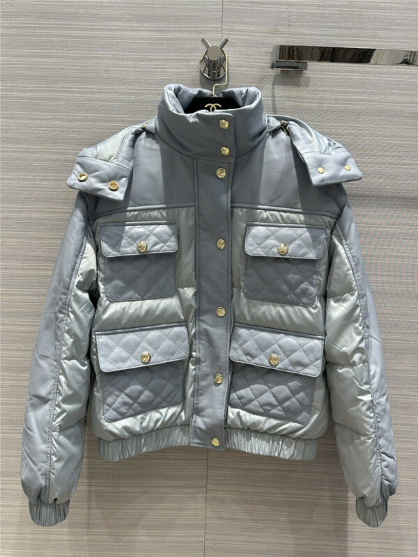 chanel hooded leather down jacket