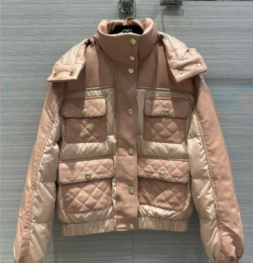 chanel hooded leather down jacket