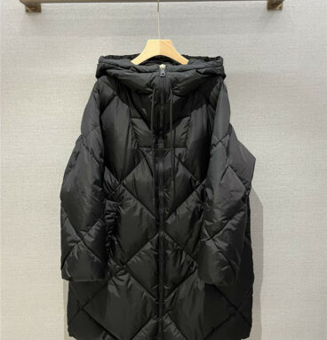 maxmara lozenge mid-length hooded down jacket