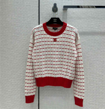 chanel open-knit crewneck sweater