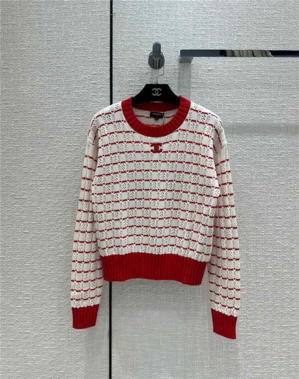 chanel open-knit crewneck sweater