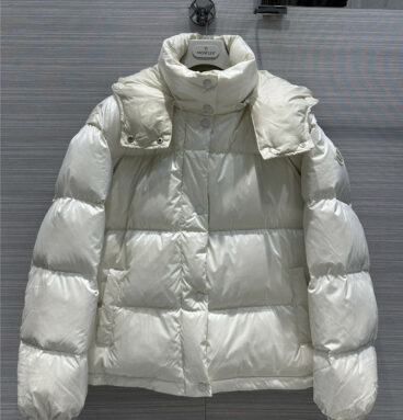 moncler pearl white hooded down jacket
