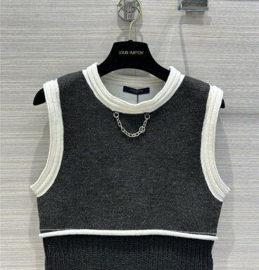 louis vuitton lv black and gray knitted vest top