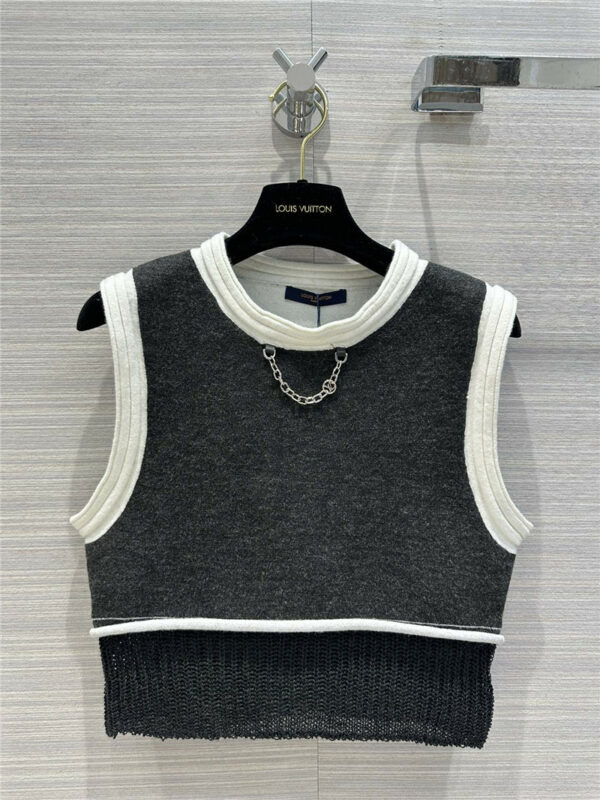 louis vuitton lv black and gray knitted vest top