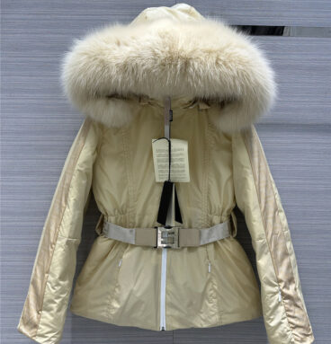 fendi classic FF hooded fox fur collar down jacket