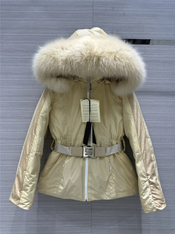 fendi classic FF hooded fox fur collar down jacket