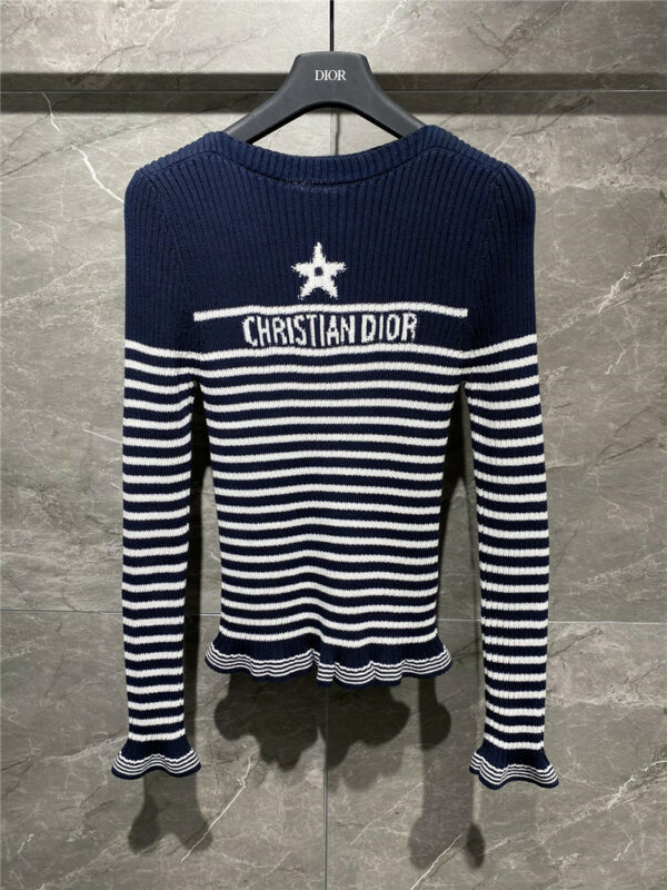 dior lucky star pattern striped knitted top